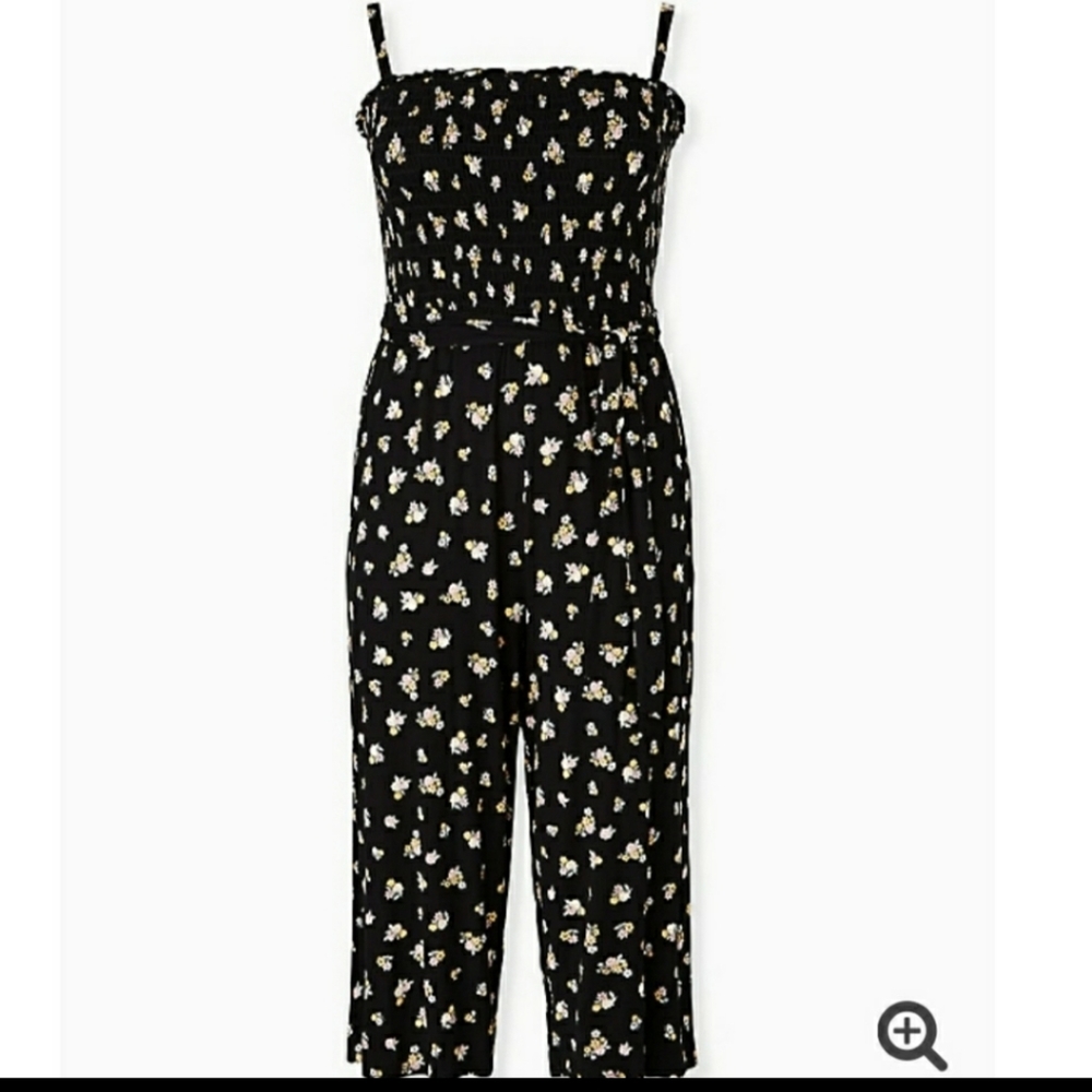 Torrid Black Floral Culotte Jumper Romper 2X 18 - 20